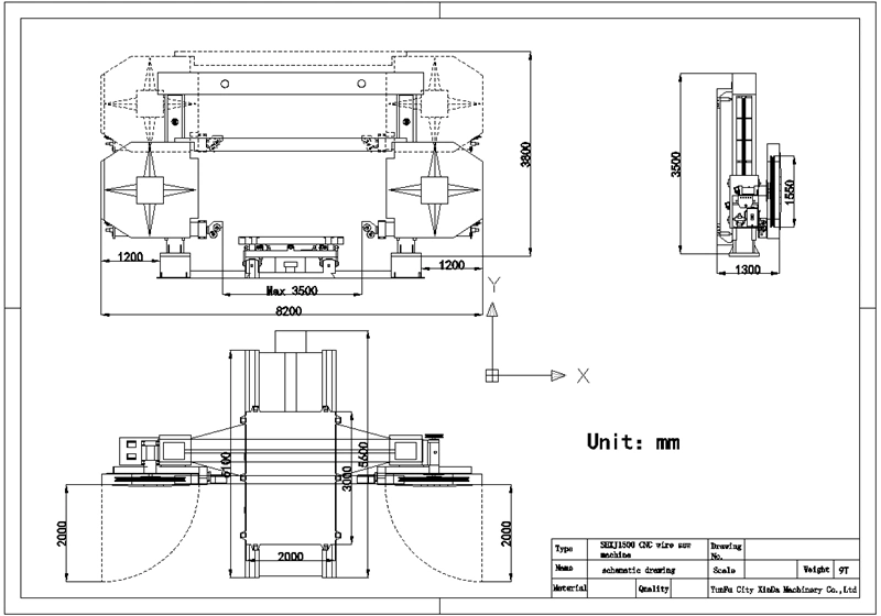 SHXJ 1500 Five Axis CNC Diamond stone Wire Saw Machine