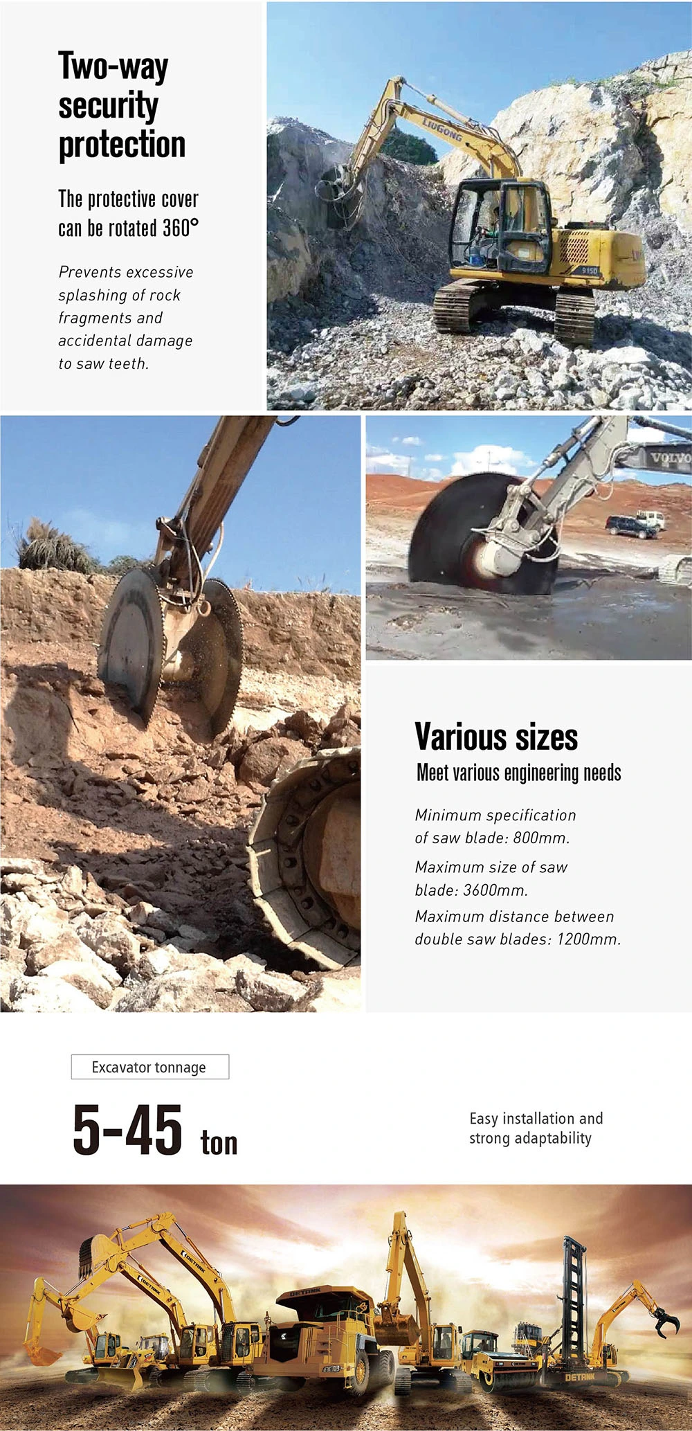 High Quality for Quarry Stone Cutting Machine Marble Cutting/Rock Saw/Excavator Hydraulic Saw