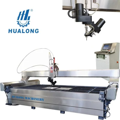 Hualong Stone Machinery Wasserstrahlfliesen Stahlglas 5-Achsen-CNC-Wasserstrahlschneidemaschine für Granitmarmor
